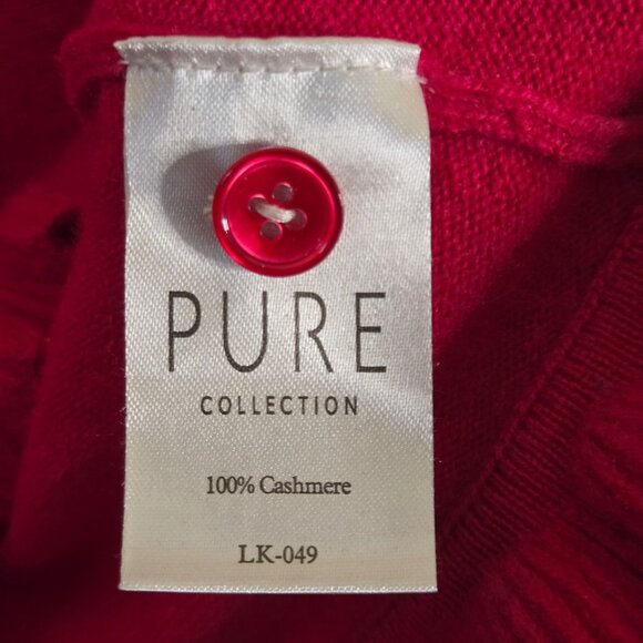 Pure Collection Raspberry Pink Ruffled 100% Cashmere Cardigan Sweater Size M - Picture 7 of 7